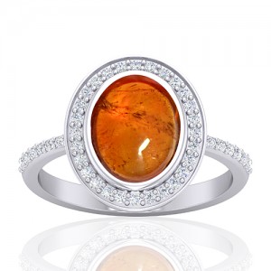 14K White Gold 3.78 cts Rhodolite Garnet Stone Diamond Women Wedding Designer Fine Jewelry Ring