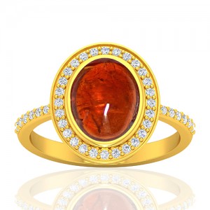 18K Yellow Gold 3.81 cts Rhodolite Garnet Stone Diamond Designer Fine Jewelry Ring
