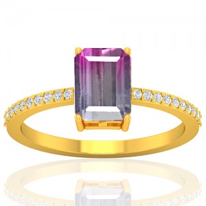 18K Yellow Gold 1.52 cts Tourmaline Stone Diamond Cocktail Engagement Women Designer Fine Jewelry Ring