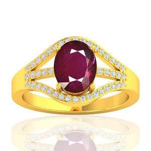 18K Yellow Gold 2.08 cts Ruby Stone Diamond Cocktail Vintage Fine Jewelry Ring