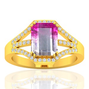 18K Yellow Gold 2.13 cts Tourmaline Stone Diamond Cocktail Vintage Engagement Women Ring