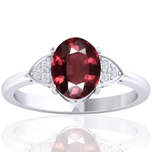 14K White Gold 2.15 cts Rhodolite Garnet Stone Diamond Women Designer Fine Jewelry Ring