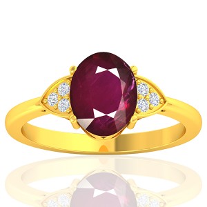 18K Yellow Gold 2.08 cts Ruby Gemstone Diamond Designer Fine Jewelry Ring