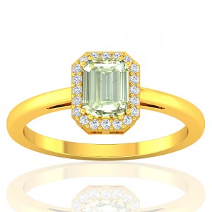 18K Yellow Gold Emerald Cut Shape 1.02 cts Diamond Wedding Designer Fine Jewelry Ring