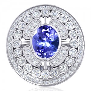 14K White Gold 2.37 cts Tanzanite Gemstone Diamond Women Engagement Wedding  Ring