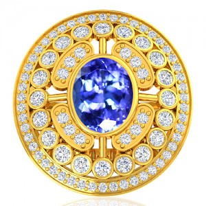 18K Yellow Gold 2.33 cts Tanzanite Gemstone Diamond Wedding Designer Fine Jewelry Ring