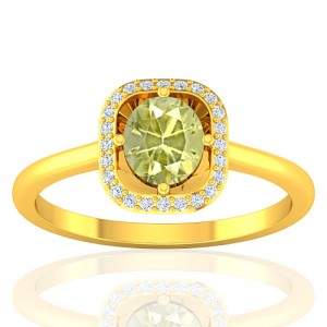 18K Yellow Gold 1.01 cts Yellow Sapphire Gemstone Diamond Cocktail Fine Jewelry Ring