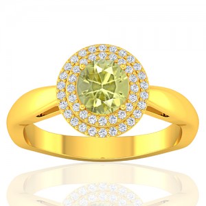 18K Yellow Gold 1.01 cts Yellow Sapphire Stone Diamond Women Wedding Fine Jewelry Ring