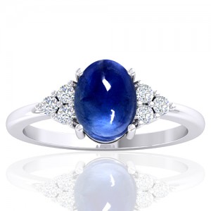 14K White Gold 2.26 cts Sapphire Gemstone Diamond Designer Fine Jewelry Ring
