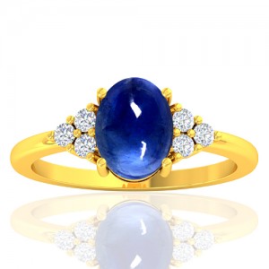 18K Yellow Gold 2.26 cts Sapphire Gemstone Diamond Designer Fine Jewelry Ring