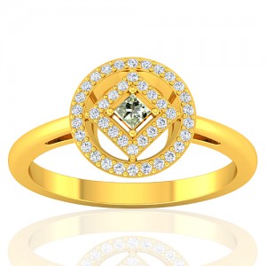18K Yellow Gold 0.08 cts Diamond Stone Diamond Engagement Women Fine Jewelry Ring