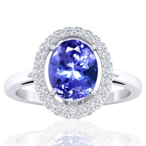 14k White Gold 2.37 cts Tanzanite Gemstone Diamond Cocktail Women Wedding Designer Fine Ring