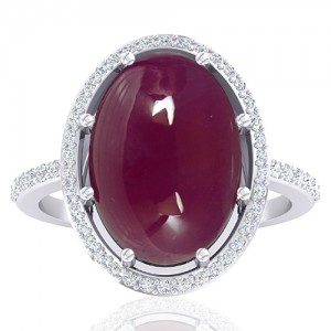 14K White Gold 13.12 Cts Ruby Gemstone Diamond Women Wedding Designer Fine Jewelry Ring
