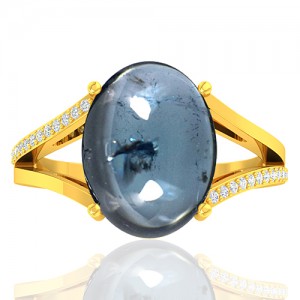 18K Yellow Gold 7.1 Cts Tourmaline Stone Diamond Cocktail Engagement Ring