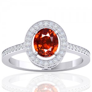 14k White Gold 1.47 cts Rhodolite Garnet Stone Diamond Women Designer Fine Jewelry Ring