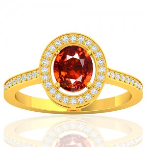 18K Yellow Gold 1.47 cts Rhodolite Garnet Stone Diamond Women Designer Fine Jewelry Ring