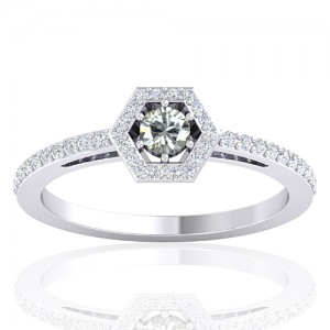 14K White Gold 0.18 cts Diamond Cocktail Vintage Engagement Designer Ring
