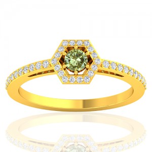 18K Yellow Gold 0.16 cts Diamond Gemstone Diamond Engagement Women Wedding Ring