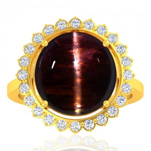 18K Yellow Gold 10.03 cts Tourmaline Stone Diamond Engagement Women Fine Jewelry Ring