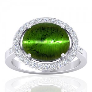 14 White Gold 6.36 cts Tourmaline Gemstone Diamond Cocktail Women Engagement Ring