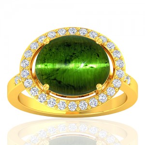 18K Yellow Gold 6.36 cts Tourmaline Gemstone Diamond Cocktail Women Engagement Ring