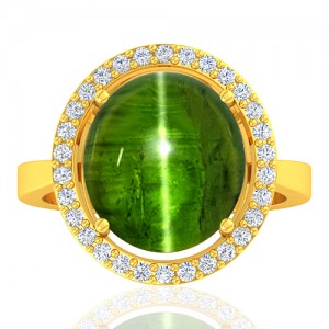 18K Yellow Gold 9.12 cts Tourmaline Gemstone Diamond Cocktail Designer Fine Jewelry Ring