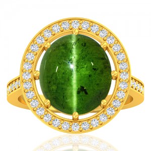 18K Yellow Gold 6.55 cts Tourmaline Stone Diamond Vintage Engagement Designer Fine Jewelry Ring
