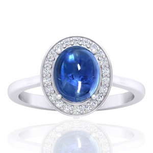 14K White Gold 2.81 cts Sapphire Stone DiamondWomen Wedding Designer Fine Jewelry Ring