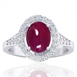 14 White Gold 3.05 cts Ruby Gemstone Diamond Cocktail Vintage Engagement Fine Jewelry Ring
