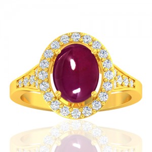 18K Yellow Gold 3.05 cts Ruby Gemstone Diamond Cocktail Vintage Engagement Fine Jewelry Ring
