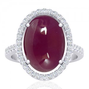 14K White Gold 13.12 cts Ruby Gemstone Diamond Cocktail Designer Fine Jewelry Ring