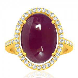 18K Yellow Gold 13.12 cts Ruby Gemstone Diamond Cocktail Designer Fine Jewelry Ring