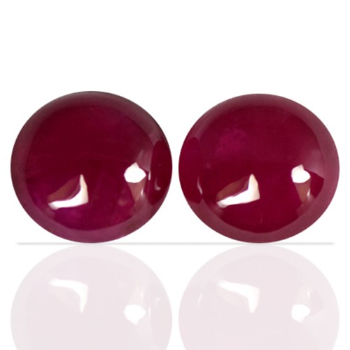 2.60 cts Natural Top Blood Red Ruby Round Cab Pair Madagascar Unheated 6 mm