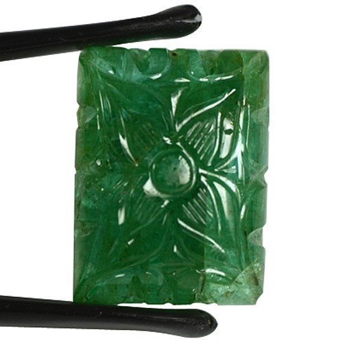 12.51 cts Natural Green Emerald Loose Gemstone Carving Zambia Unheated