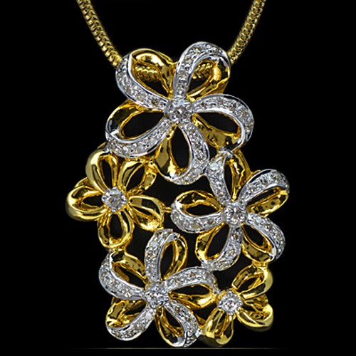 18k Pure yellow Gold Natural Top 0.49 Cts Diamond Ladies Pendant With Chain