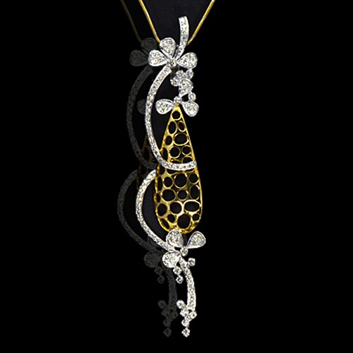 18k Pure yellow Gold Natural Top 0.92 Carat Diamonds Ladies Pendant With Chain