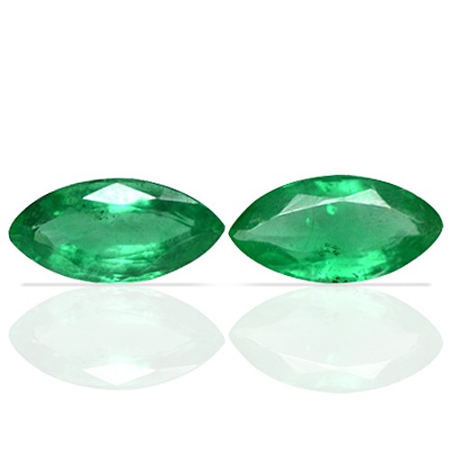 1.32 Cts Natural Green Emerald Unheated Gems Marquise Cut Pair Zambia 2 Pcs