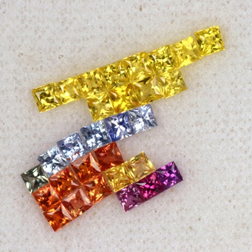 3.29 cts Natural Multi Color Sapphire Gemstone Square Cut Lot 30pcs Thailand