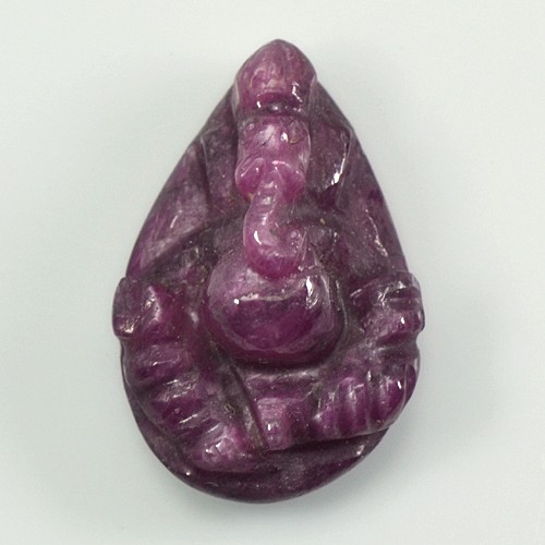 7.93 Cts Natural Rare Ruby Hand Made Lord Ganesha Carving Unheated Pear Shape