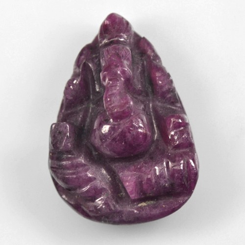 9.47 Cts Natural Rare Ruby Hand Made Lord Ganesha Carving Unheated Pear Shape