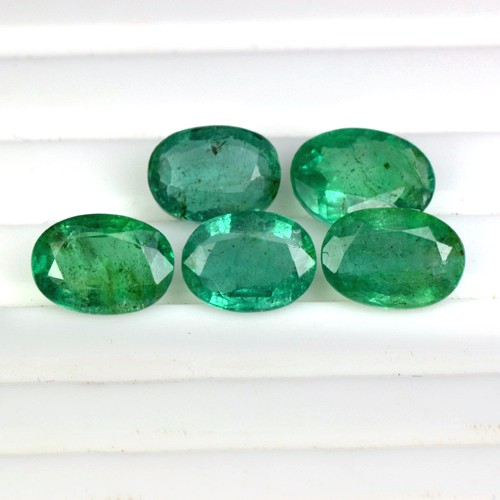 7.19 Cts Natural Green Emerald Loose Gemstone Oval Cut Lot 8x6 to 9x7 mm Zambia