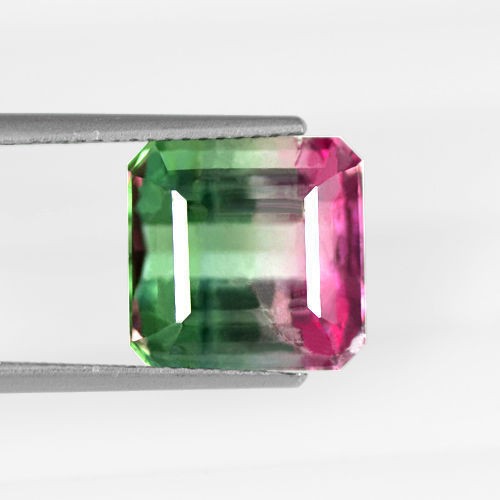 6.73 Cts Natural Tri Color Tourmaline Loose Gemstone Emerald Cut Brazil Amazing