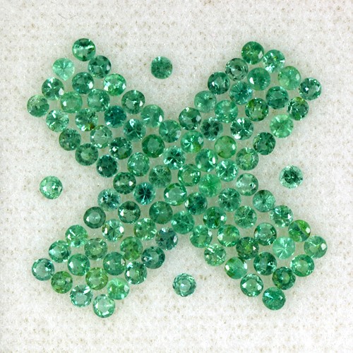 3.61 Cts Natural Top Green Emerald Diamond Cut Round Lot Zambia Untreated 2 mm
