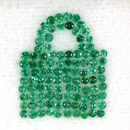 3.23 Cts Natural Top Green Emerald Diamond Cut Round Lot Zambia Untreated 2 mm