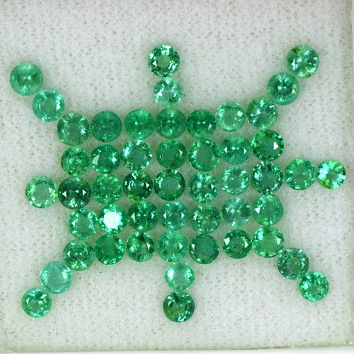 7.58 Cts Natural Top Green Emerald Round Cut Lot Zambia Untreated Gems 3.5 mm