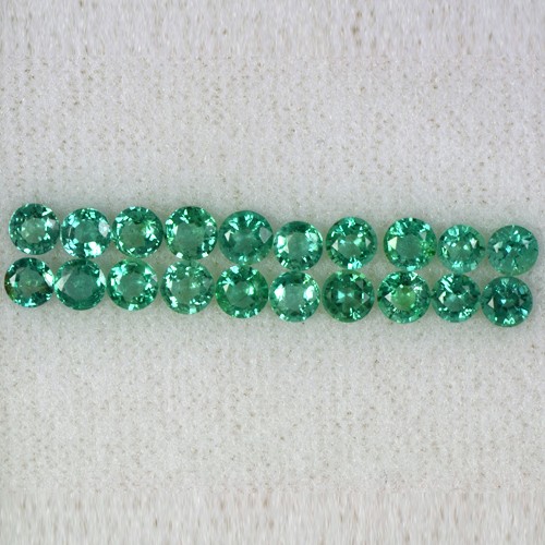 3.02 Cts Natural Green Emerald Round Cut Lot 10-Pairs Zambia Untreated 3.5 mm