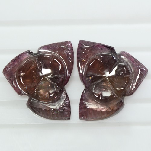 32.10 Cts Natural Top Fancy Color Tourmaline Hand Made Carving Pair Brazil Gem