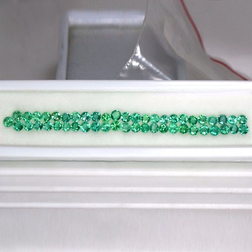 7.47 Cts Natural Top Green Emerald Loose Gemstone Round Cut Lot Zambia 3.5 mm 49 Pcs