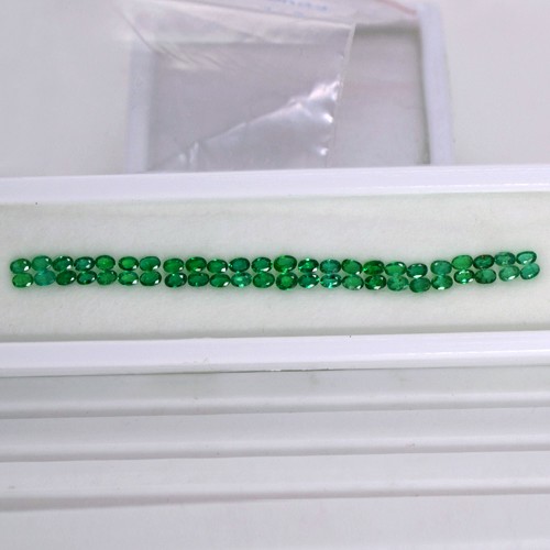 3.20 Cts Natural Green Emerald Loose Gemstone Lot Oval Cut Zambia 3 x 2 mm 48 Pcs