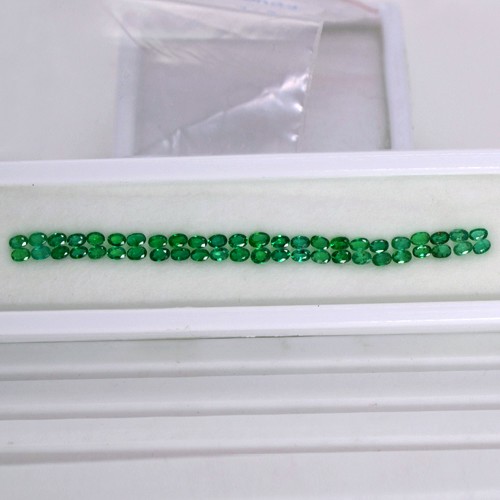 3.20 Cts Natural Green Emerald Loose Gemstone Lot Oval Cut Zambia 3 x 2 mm 48 Pcs